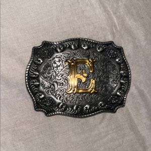 Black and Gold Initial Belt Buckle